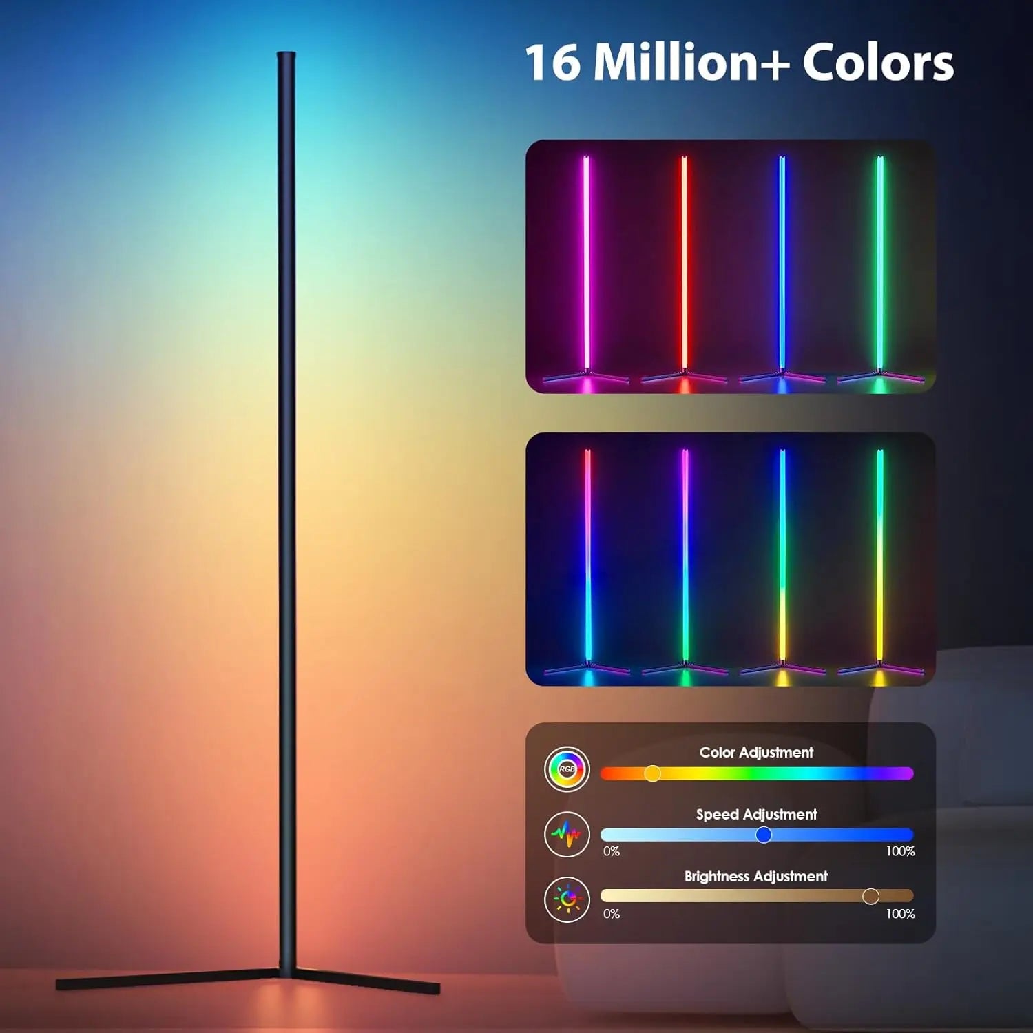 Modern RGB Corner Floor Lamp with Music Sync