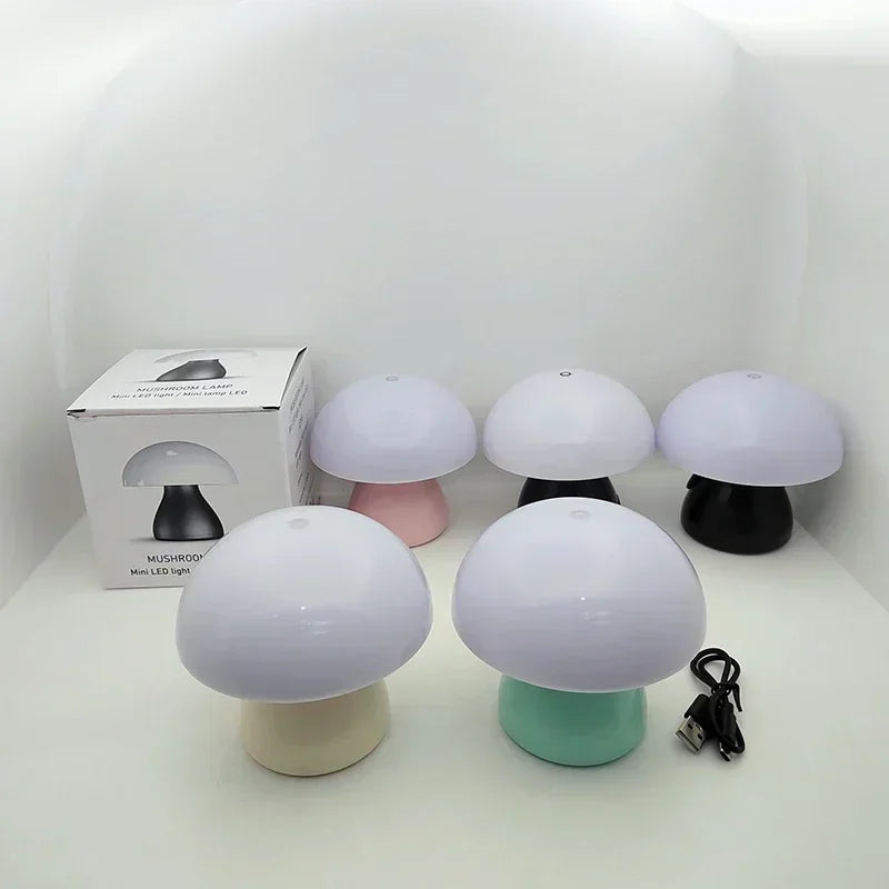 Mushroom LED Table Lamp Touch Dimming USB Charging Night Light