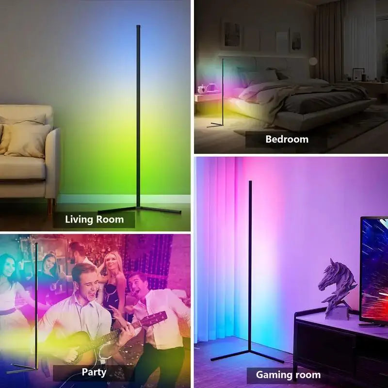 Modern RGB Corner Floor Lamp with Music Sync