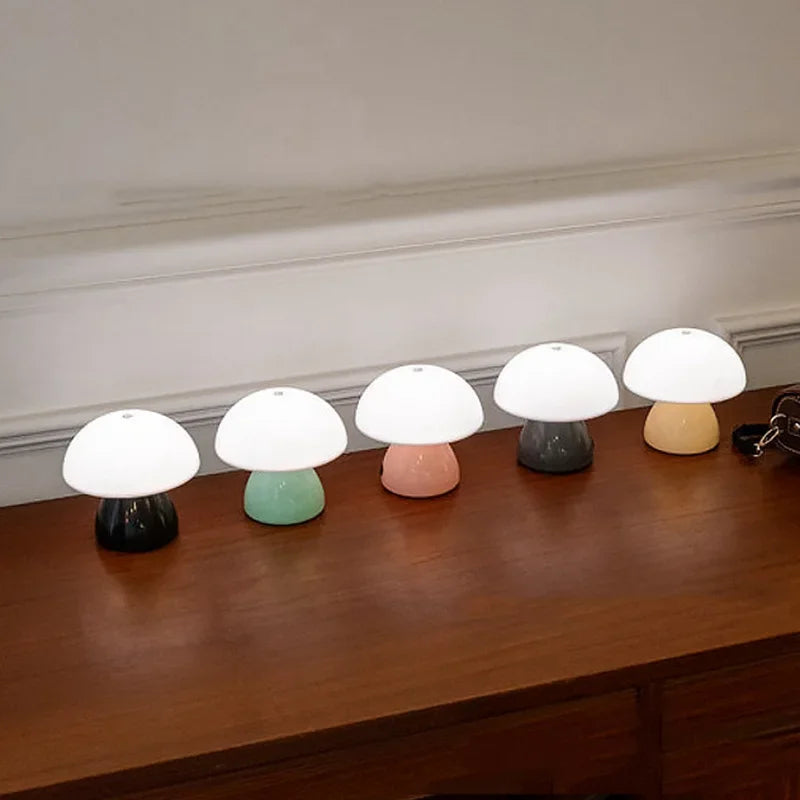 Mushroom LED Table Lamp Touch Dimming USB Charging Night Light