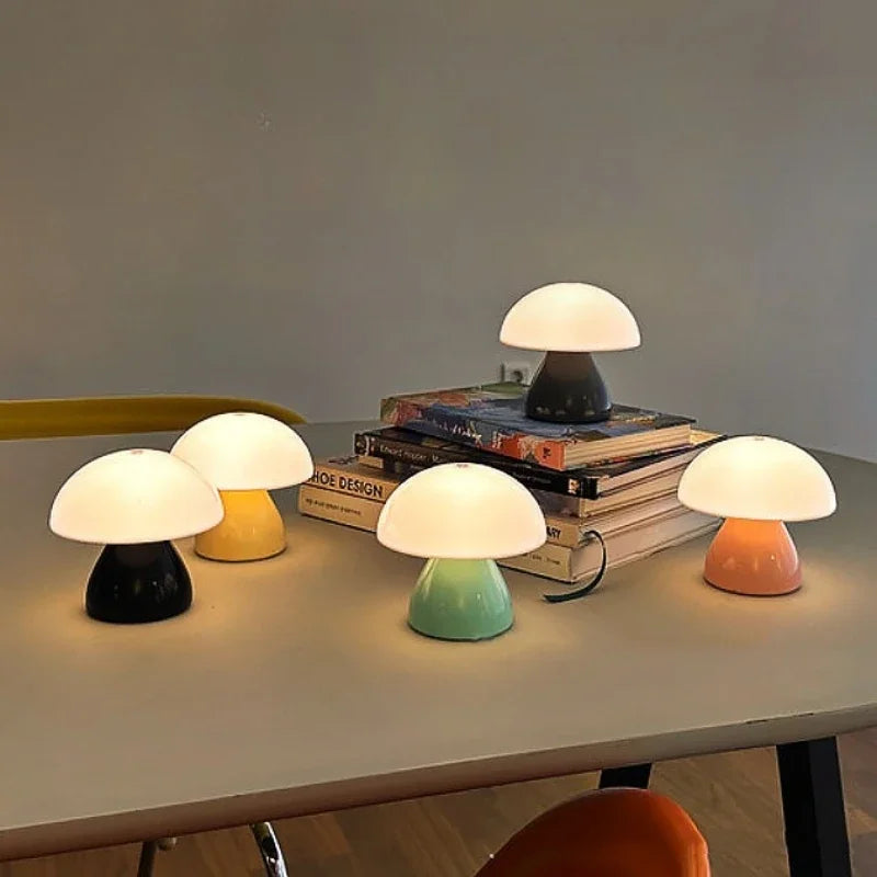 Mushroom LED Table Lamp Touch Dimming USB Charging Night Light